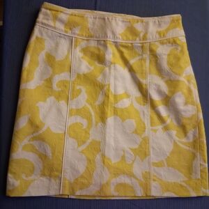 Ann Taylor Yellow and White Floral A-Line Skirt